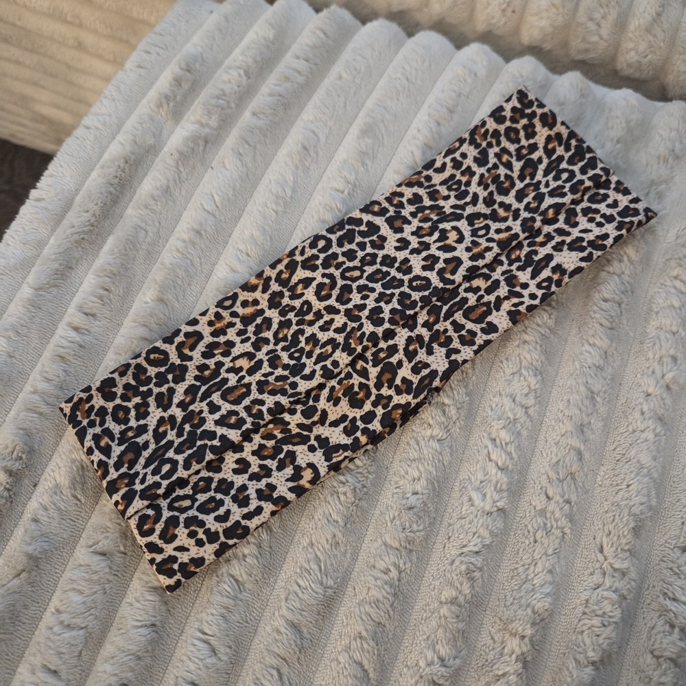 Leopard Print Headband Wide Fabric Yoga Hair Band Stretchy Jersey Cheetah Boho